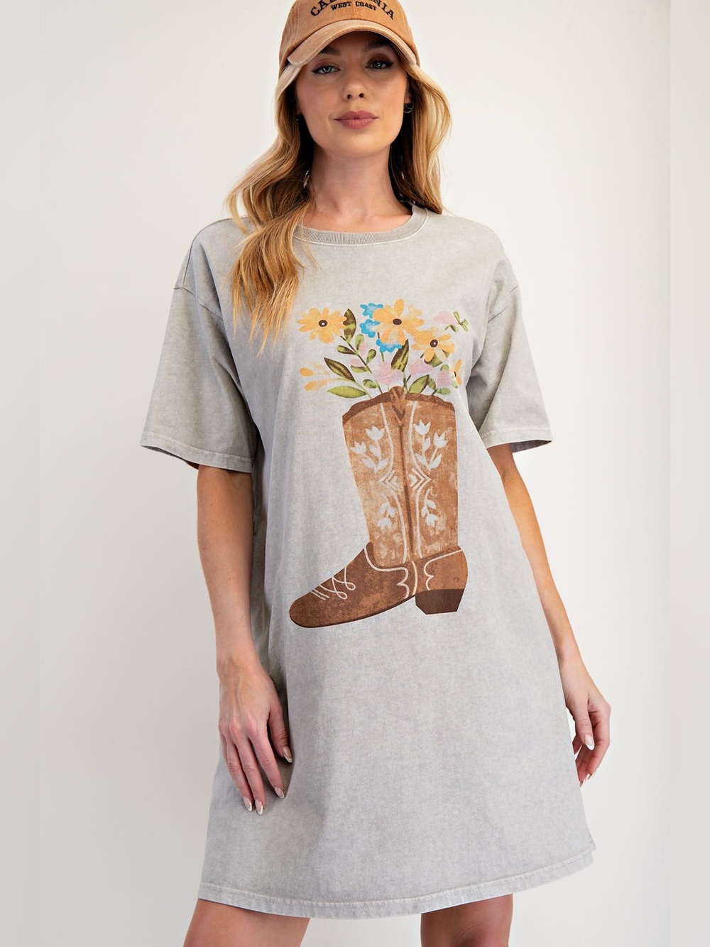 Easel BOOTS PRINT MINERAL WASHED T SHIRT DRESS